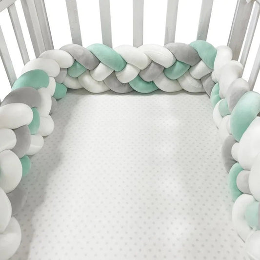 Tour de Lit Bébé - CozyKnot™ - Vert Blanc - Bébé Pur